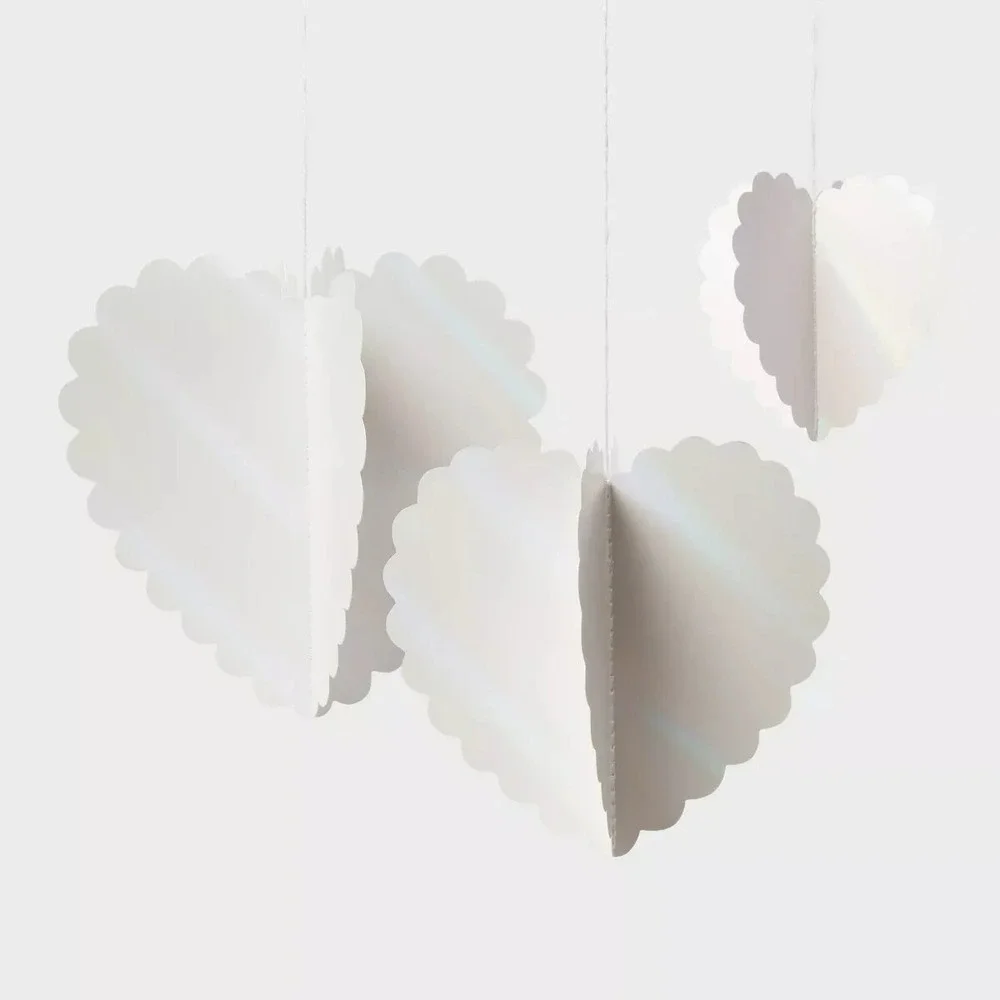 Spritz Valentine Hanging Heart Decor Set of 8 Iridescent Paper Party Decorations